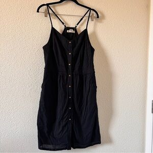 DAKINI Button Front Dress Women’s 10 Black Pockets Dressy Boho Date Vacation